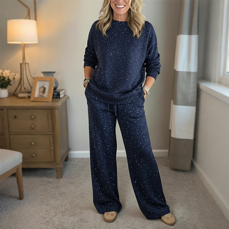 ✨🎅Early Christmas Shopping Sale: 50% Off 🎄⏰Women's Glitter Pullover Sweater & Pants 2-Piece Set