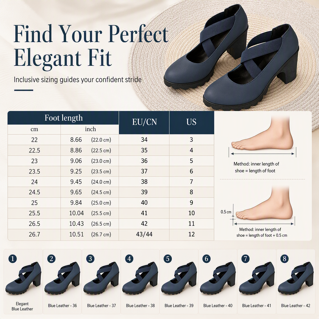 ✨ 50% OFF! Women's Round Toe Crisscross Strap Mary Jane Platform Chunky High Heels