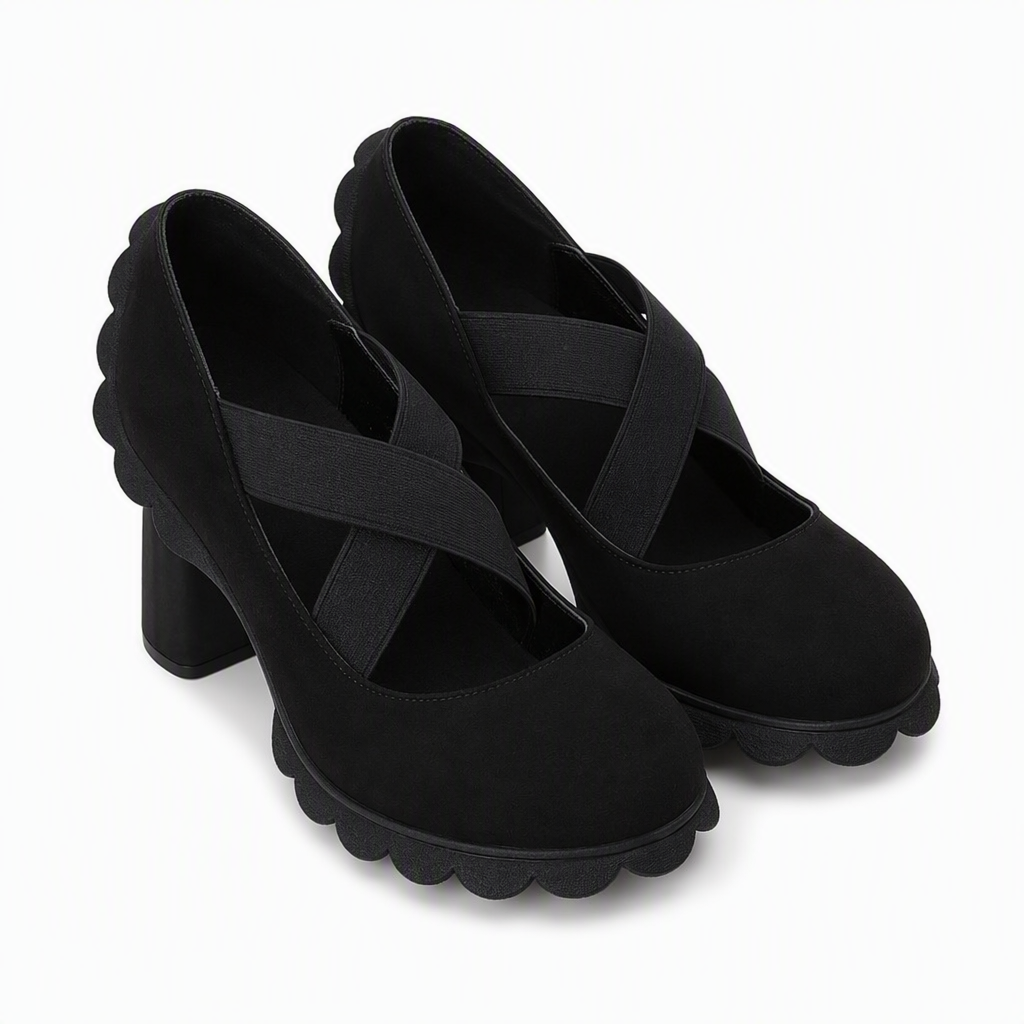 ✨ 50% OFF! Women's Round Toe Crisscross Strap Mary Jane Platform Chunky High Heels