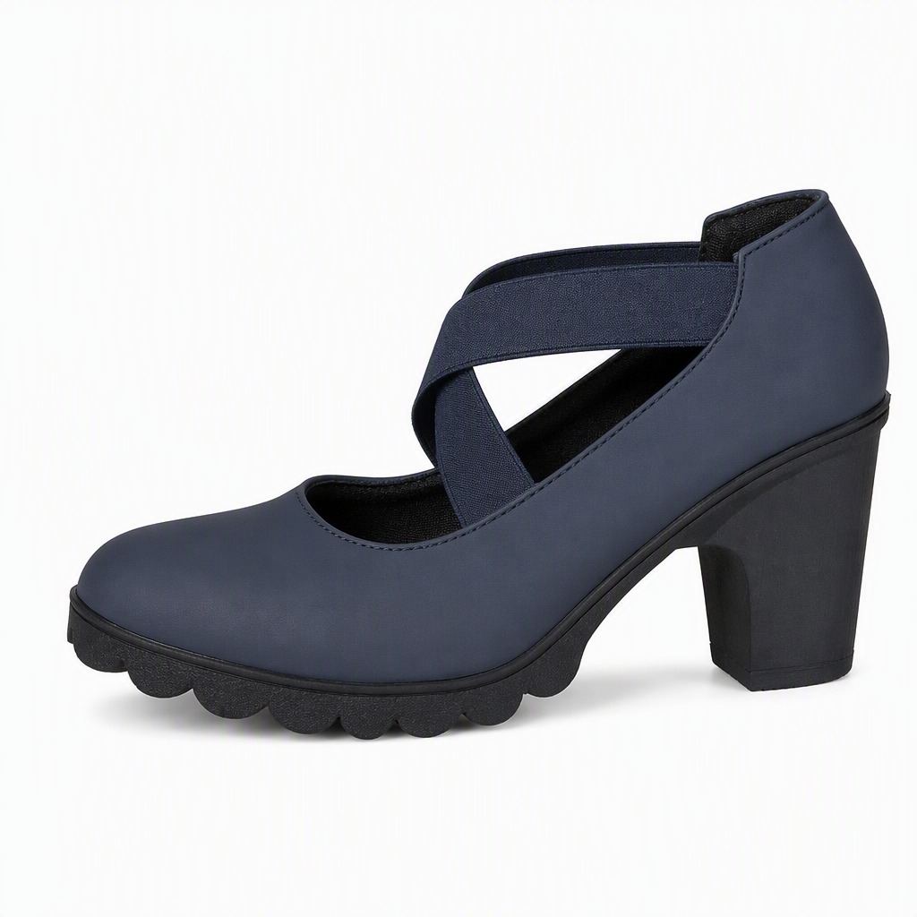✨ 50% OFF! Women's Round Toe Crisscross Strap Mary Jane Platform Chunky High Heels
