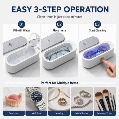 ✨ 50% OFF! Multifunctional Ultrasonic Cleaner – Deep Jewelry & Glasses Cleaning