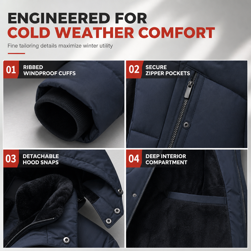 ❄️ Men's Mid-Length Winter Padded Thickened Business Casual Cotton Coat for Middle-Aged Men