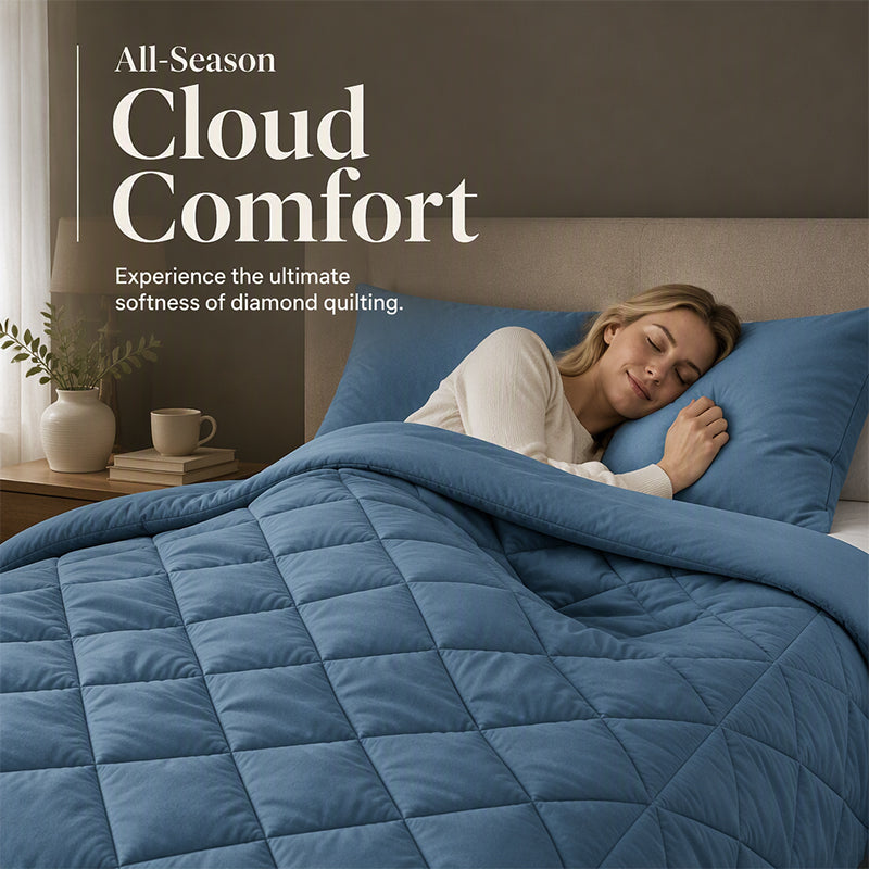 50% OFF 🛏️ Ultra Soft 3-Piece Quilted Comforter Set with Shams