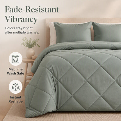 50% OFF 🛏️ Ultra Soft 3-Piece Quilted Comforter Set with Shams