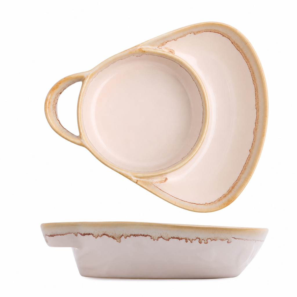 Retro Ceramic Divided Baking Dish with Single Handle