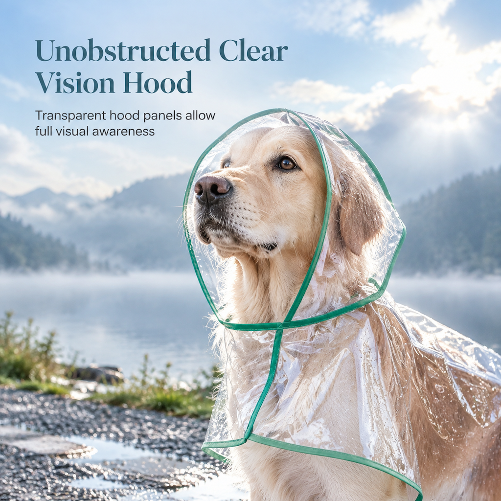 50% OFF 🐶 All-Weather Transparent Waterproof Dog Raincoat (All Sizes) ✨