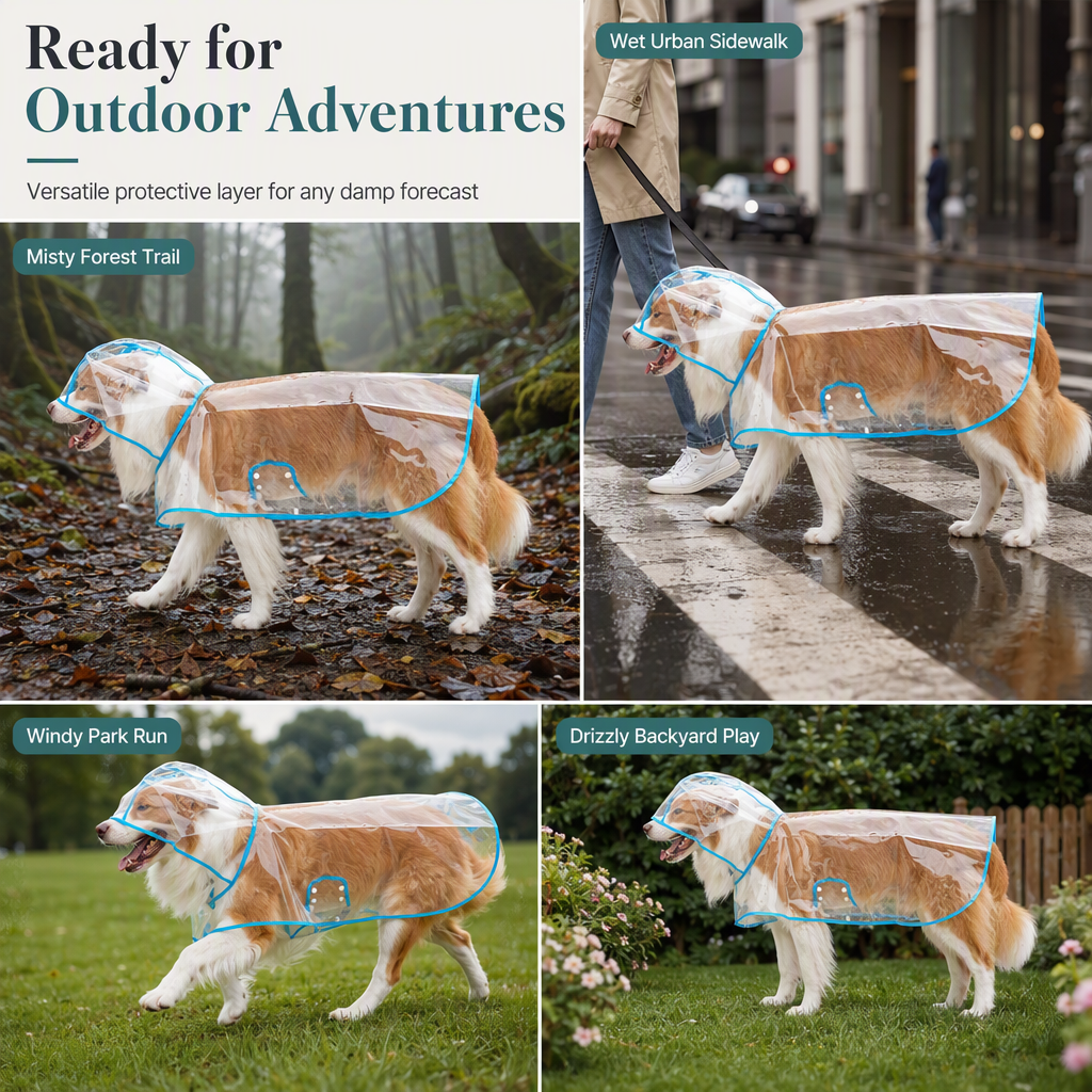 50% OFF 🐶 All-Weather Transparent Waterproof Dog Raincoat (All Sizes) ✨