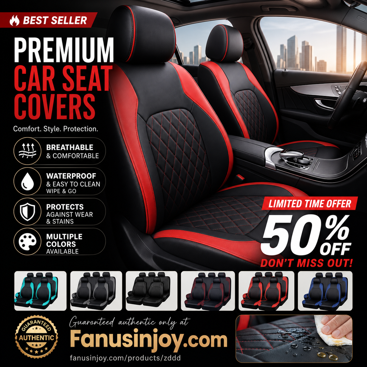 🎁2026 New Arrivals 50% OFF💥9-Piece Quilted Faux Leather Seat Covers – Car Interior Accessory ⏰